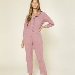 Outerknown Lou Cord pink jumpsuit, size M